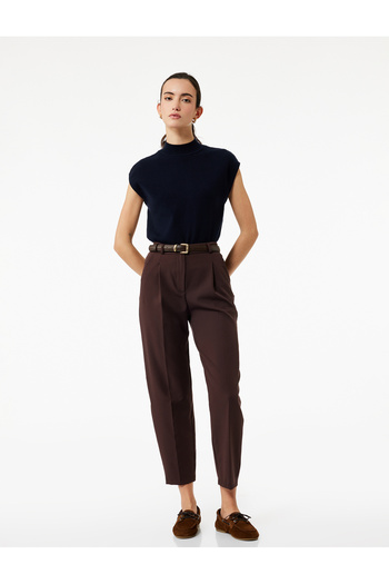 Koton Regular Fit Pocketed Belt Detailed Carrot Pants