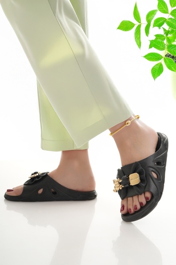 Modafırsat Women's Slippers Black Non-Slip Waterproof Stylish Home Out Beach Summer Daily Slippers