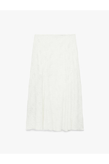 Koton Lined Fisto Brodeled Midi Skirt