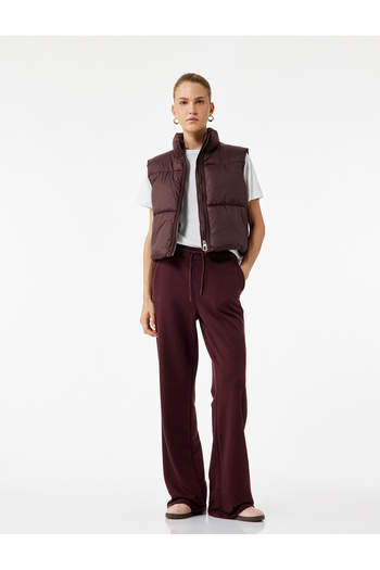 Koton Stand Collar Sleeveless Zippered Water Repellent Crop Puffer Vest