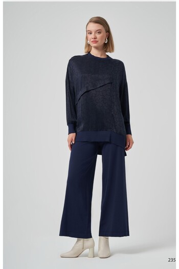 Nuss Y3003 Tree Bark Patterned Ribbed Vegan Silk Tunic