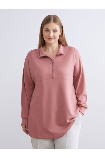 LC Waikiki Lcw Modest Stand Collar Women's Sweatshirt Tunic