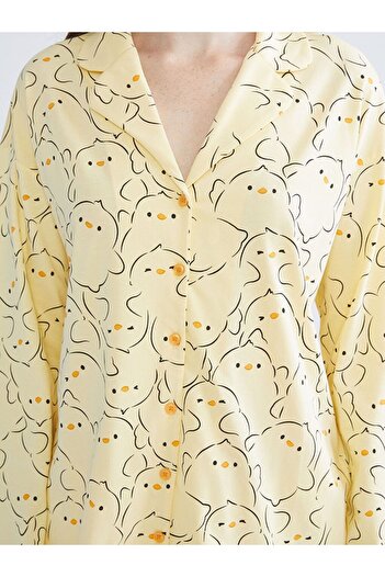 LC Waikiki LCW Young Gömlek Yaka Baskılı Kadın Pijama Takımı