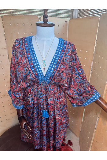 Matcha Butik Kadın Hint İpeği Bohem Elbise - Standart Beden