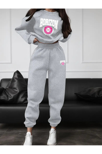 macklin Unisex Men's and Women's Horizon Printed 3 Thread Crew Neck Tracksuit Set