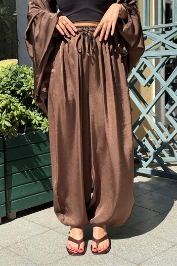 Suziş Satin Shalwar Pants with Elastic Waist 51199