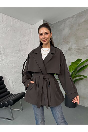 Elif Özbey Butik Brown Premium Belted Trench Coat