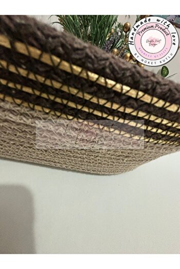 DOUBLE KNOT DESİGN Oval Ekmek Sepeti / Organizer / Hasır Jüt Tress Sepet Hediyelik Anneler Günü