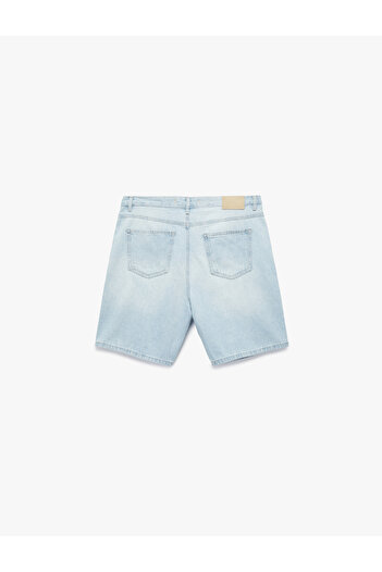 Koton Cotton Regular Waist Relaxed Fit Bermuda Jean Shorts