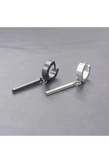 SEVAS GOLD Black and White Two Color Steel Unisex Earrings