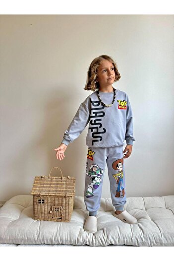 YİGİT BUTİK Printed Long Sleeve Boys Bottom Top Set