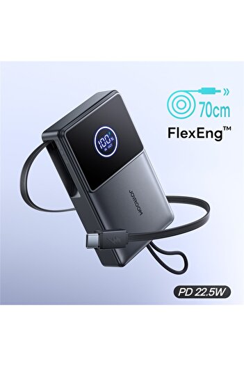 Joyroom JR-PR1 Power Bank 10000mAh 22.5W Super-Fast Charge, with Built-In Retractable Cable - Black