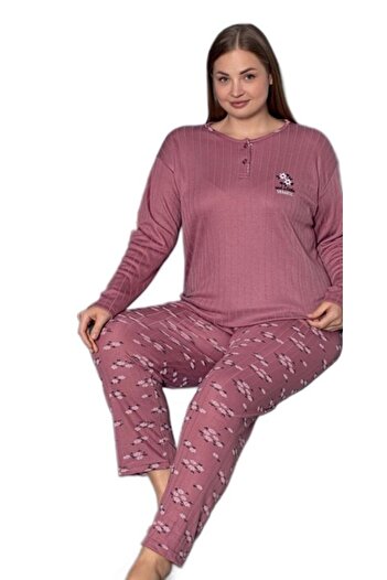 bipamuk Lusso Notte Interlock Winter Plus Size Women's Pajama Set 3Xl/5Xl