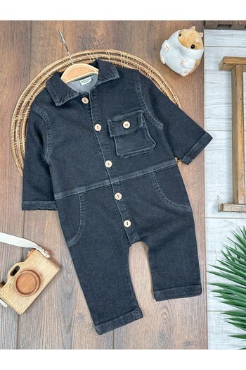 ADDA Denim Jumpsuit Soft Texture Buttoned Flexible Wide Fit Buttoned Baby Denim Jumpsuit