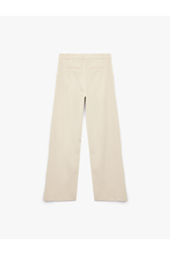 Koton Wide Leg Straight Fit Fabric Trousers with Pockets