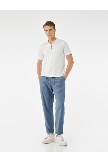 Koton Viscose Pocket Detailed Rayon Tapered Waist Lace-Up Trousers