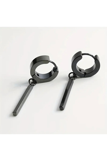 SEVAS GOLD Black and White Two Color Steel Unisex Earrings