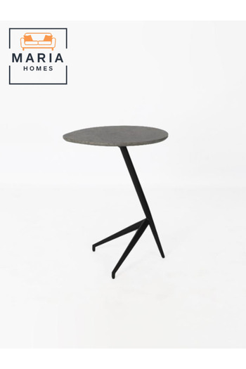MARIA HOMES Gray Side Table – Modern Accent Coffee Table with Unique Base 50×39×65 cm