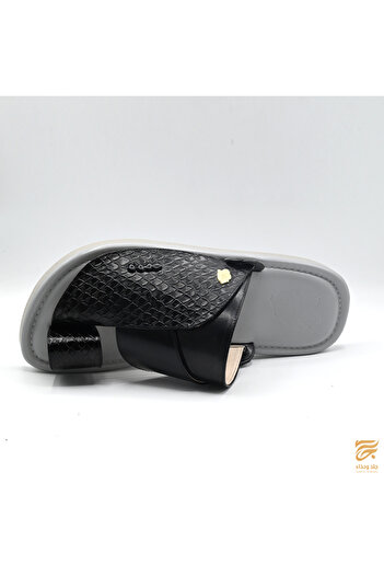 Leather & shoea Black and gray oriental shoes