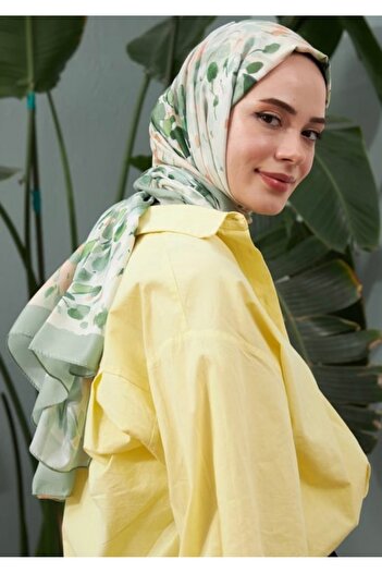 MODA Μαλακό βαμβακερό σάλι με πράσινη ρίγα İpekhan