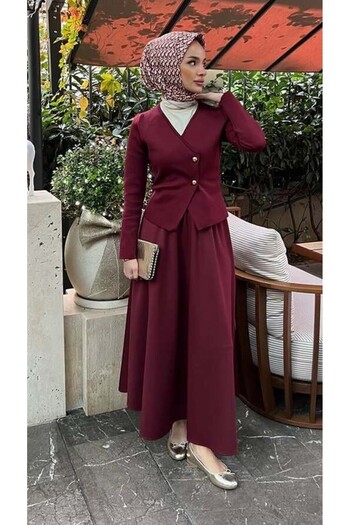 Modamorfo Seasonal Scuba Skirt Burgundy