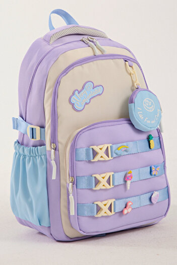H&D COLLECTİON Luxury Imported Fabric Girl's School Bag - Elementary & Middle School Backpack with 6 Accessory Buckles as Gifts