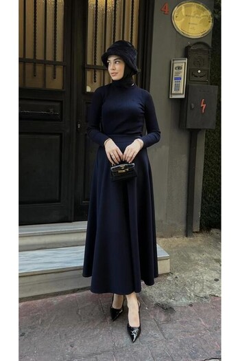 Modamorfo Seasonal Scuba Skirt Navy Blue