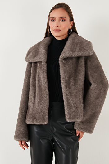 Lela Oversize Fit Geniş Yaka Astarlı Kürk KÜRK 497AFRA