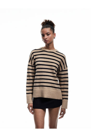 Koton Striped Crew Neck Knitwear Sweater
