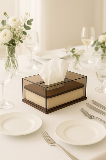 Pleksi Marketi Retro Color Acrylic Napkin Box with Top Lid Square Napkin Stylish Organization for Bathroom, Kitchen Office