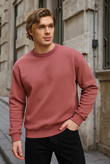 COMBİNE MİCHAİL Men's Basic Long Sleeve Loose 3-Piece Sweatshirt