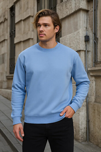 COMBİNE MİCHAİL Men's Basic Long Sleeve Loose 3-Piece Sweatshirt