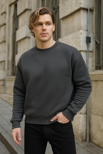 COMBİNE MİCHAİL Men's Basic Long Sleeve Loose 3-Piece Sweatshirt