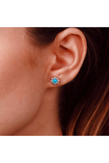 Silver berry S925 Cercei Flower of Venus decorați cu Opal Albastru