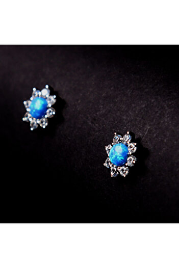 Silver berry S925 Cercei Flower of Venus decorați cu Opal Albastru