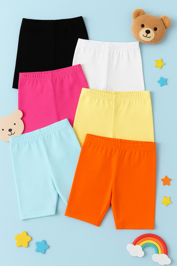 SVART WEAR Girls/Boys 6-Piece Combed Cotton Half Tights (Random Color)