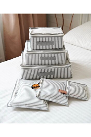 zeydam 6 Piece Suitcase/Luggage Travel Bag Set - Gray Rope Pattern