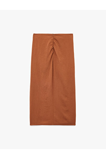 Koton Aerobin Fabric Drape Detailed Stone Embellished Slit Midi Skirt