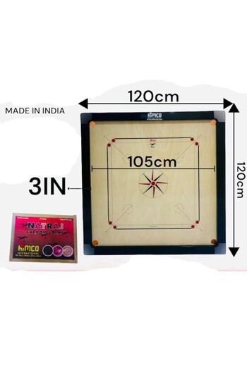 Toybox Wooden Made In India Carrom Board With Coins And Striker Set - 120x120cm