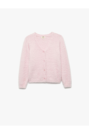 Koton V-Neck Buttoned Long Sleeve Basic Cardigan