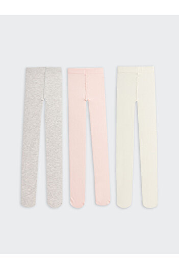 LC Waikiki Pink Basic Girl's Pantyhose 3-Piece