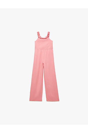 Koton Ruffle Detailed Cotton Strap Long Jumpsuit