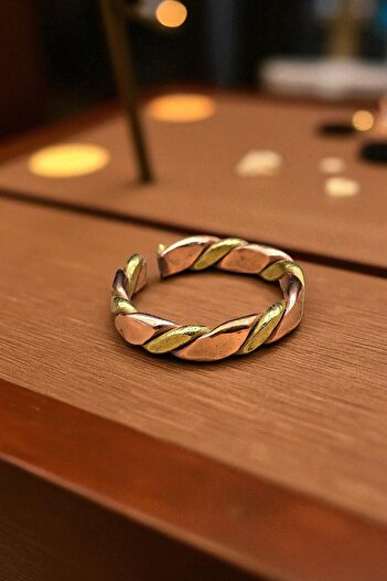 NBS Beautiful Naturel Stones Men's Copper Ring Adjustable Real Pure Copper