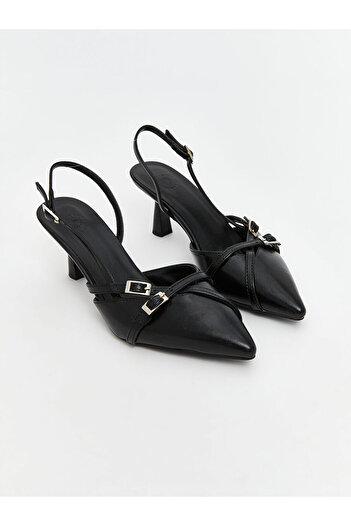 LC Waikiki Sparkling Choices from Shining Store |   Leather Look Pointed Toe Women's Heeled Shoes