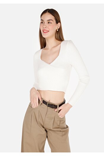 Colin's Slim Fit Double Breasted Women's White Sweater