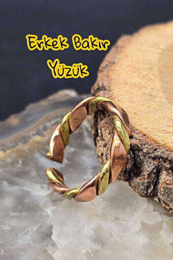 NBS Beautiful Naturel Stones Men's Copper Ring Adjustable Real Pure Copper