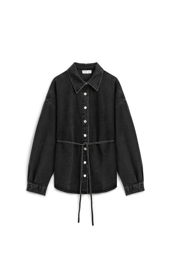 praye Oversize Tied Denim Jacket Anthracite