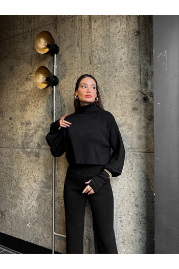 MEECY Turtleneck Finger-Locking Bottom Top Knitwear Suit