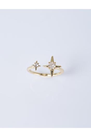 Kayra Shiny Stone Ring Gold