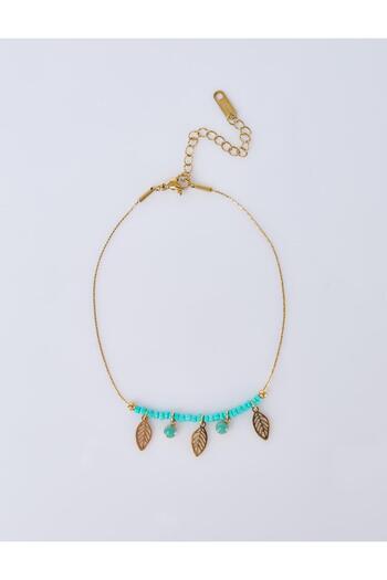 Kayra Leaf Figured Anklet Gold